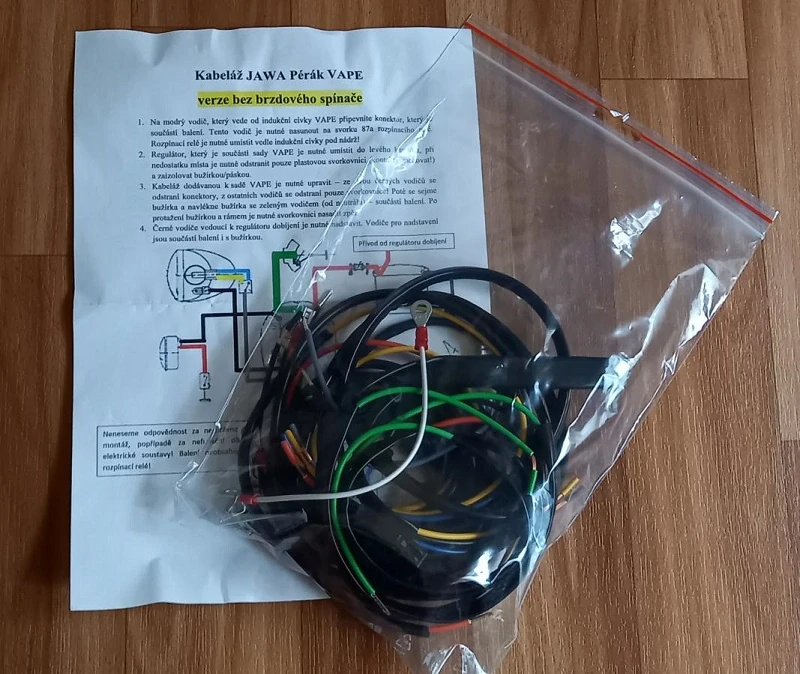 elektroinstalace JAWA Pérák VAPE bez brzdového spínače