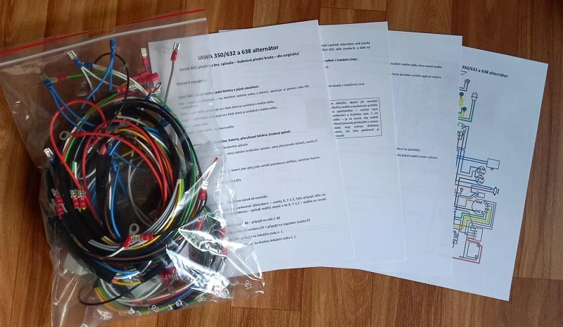 kompletní kabeláž JAWA 350/638 a 632 alternátor (12V)