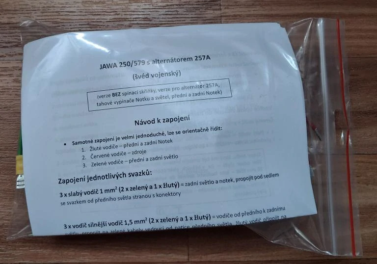 kabeláž JAWA 250/579.03 257A Švéd alternátor