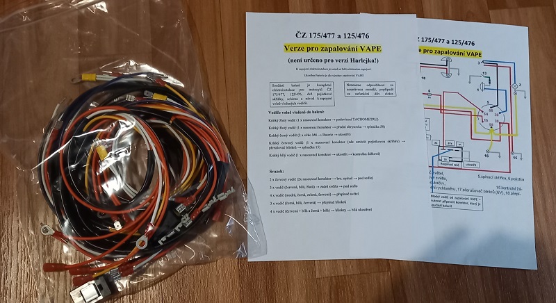 kabeláž ČZ 175/477 a 125/476 pro VAPE a blinkry