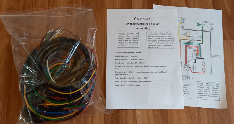 kabeláž ČZ 175/502 pro dynamostartér a blinkry