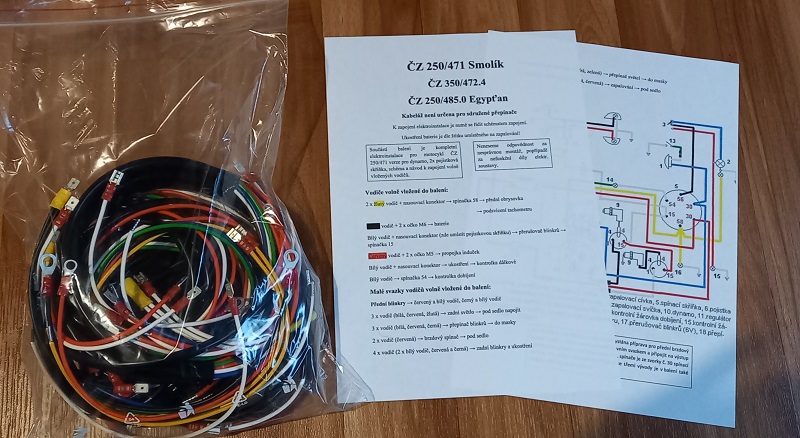 kabeláž ČZ 250/471, ČZ 350/472.4, 250/485.0 - dynamo