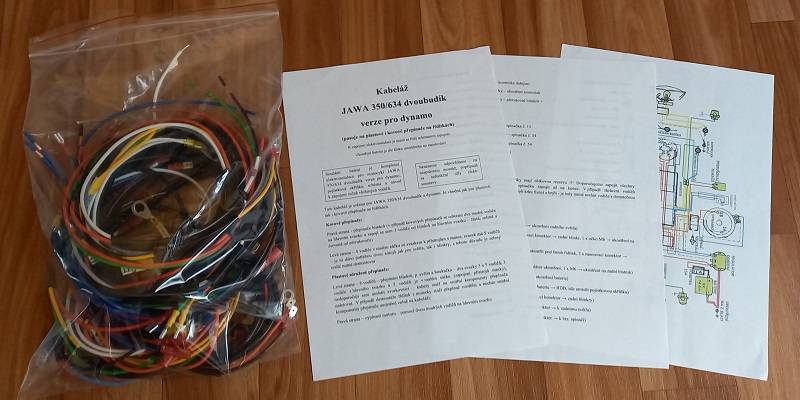 kabeláž JAWA 350/634 dvoubudík pro dynamo