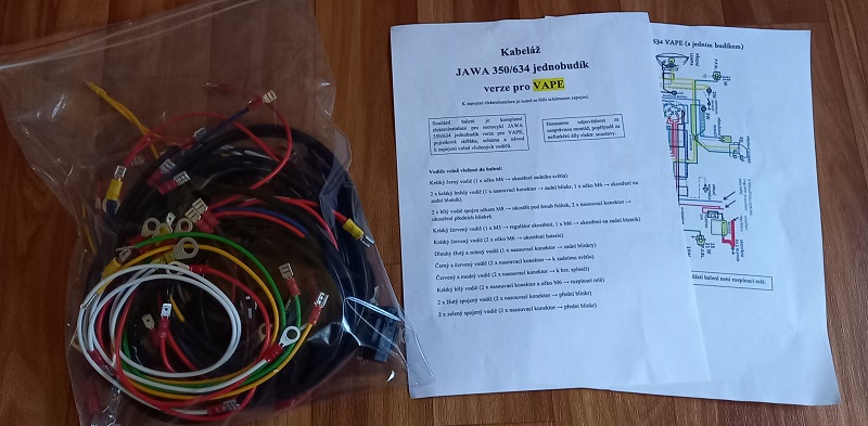 kabeláž JAWA 350/634 jednobudík pro VAPE