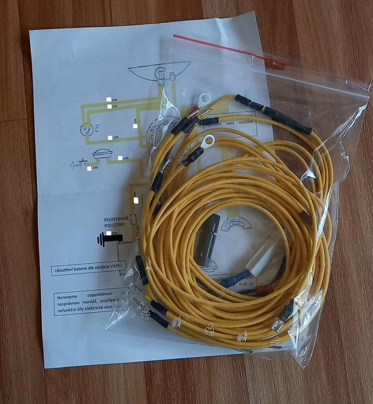 kabeláž JAWA Pérák FJ+OGAR 350/12 VAPE + opletený žlutý vodič + příprava pro brz. spínač
