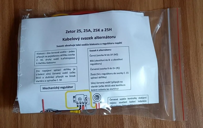 kompletní motorový svazek Zetor 25 - verze ALTERNÁTOR