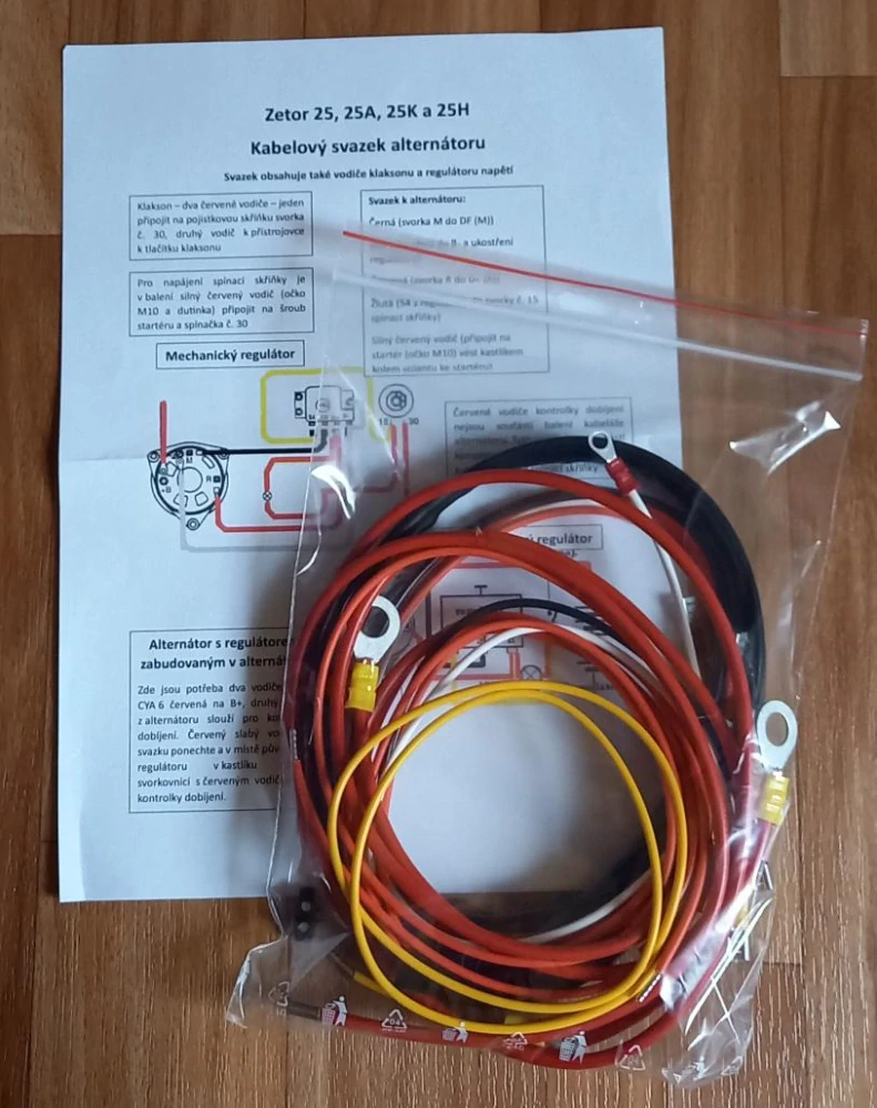 kabeláž ZETOR 25 verze ALTERNÁTOR + blinkry