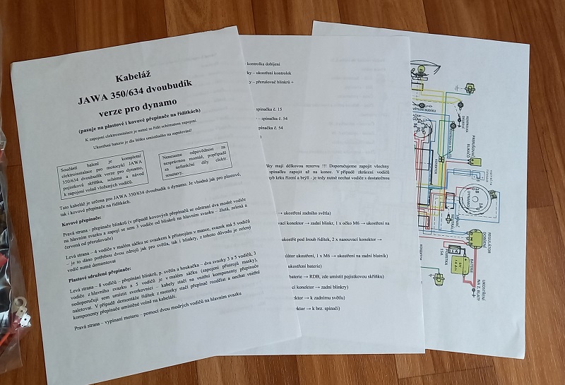 kabeláž JAWA 350/634 dvoubudík pro dynamo