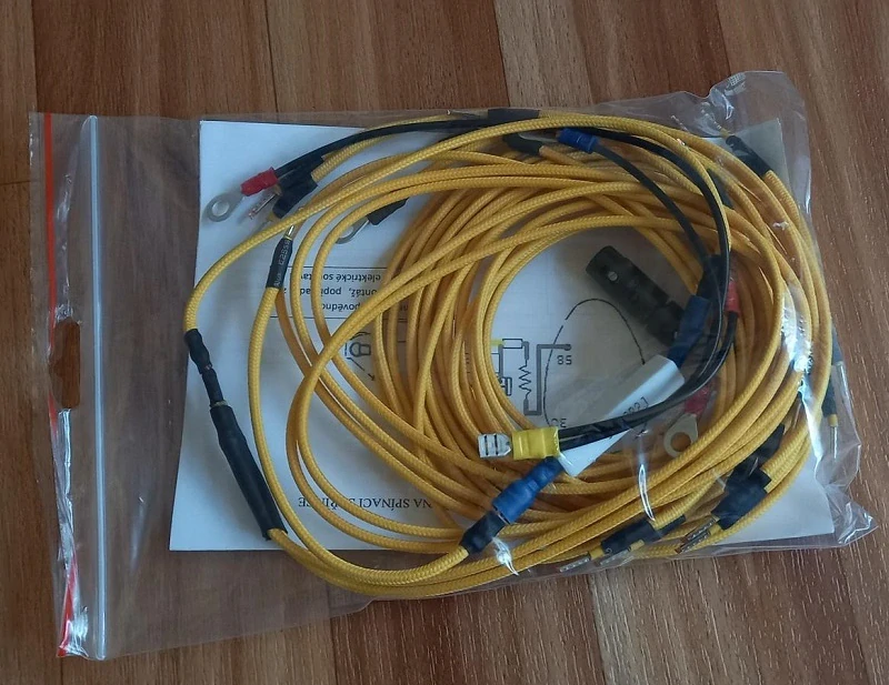 kabeláž JAWA Pérák FJ+OGAR 350/12 VAPE + opletený žlutý vodič + příprava pro brz. spínač