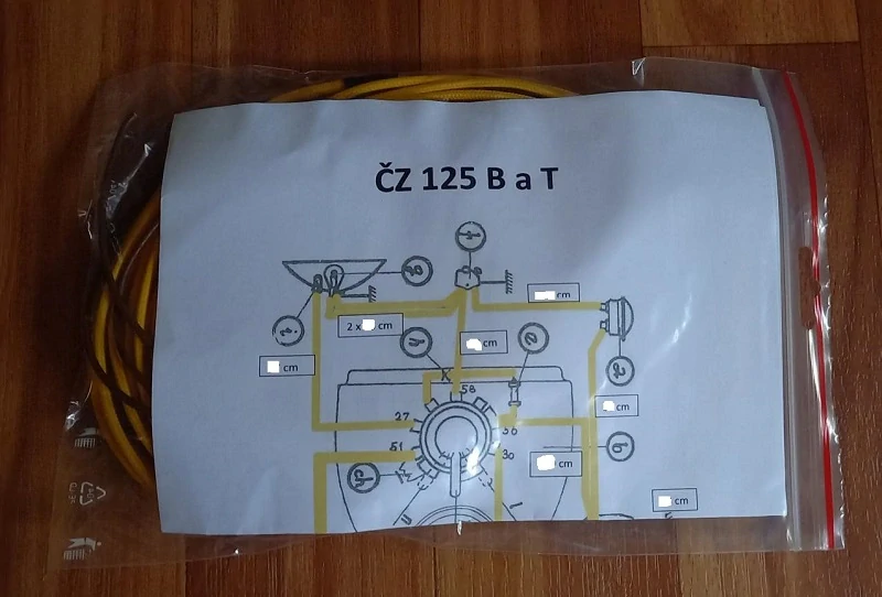 kabeláž ČZ 125 B a T - opletený žlutý vodič