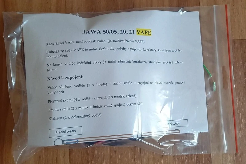 kabeláž JAWA 50/05,20,21 pro VAPE