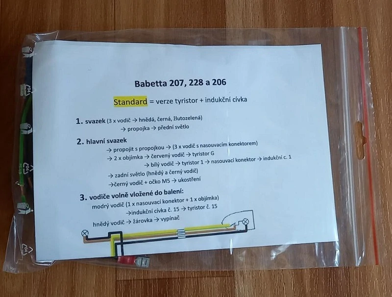 kabeláž Babetta 207, 228 a 206 Standard
