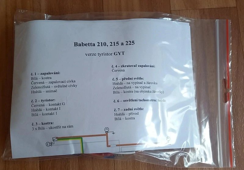 kabeláž Babetta 210, 215 a 225 GYT