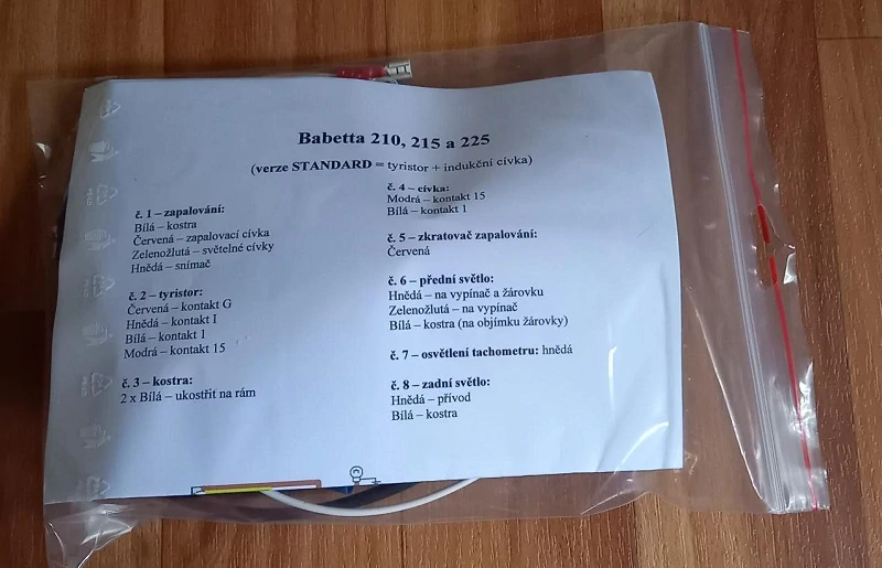 kabeláž Babetta 210, 215 a 225 Standard
