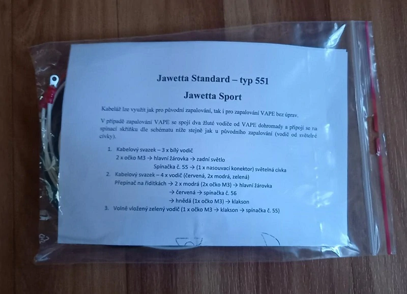 kabeláž Jawetta 551 + Jawetta Sport