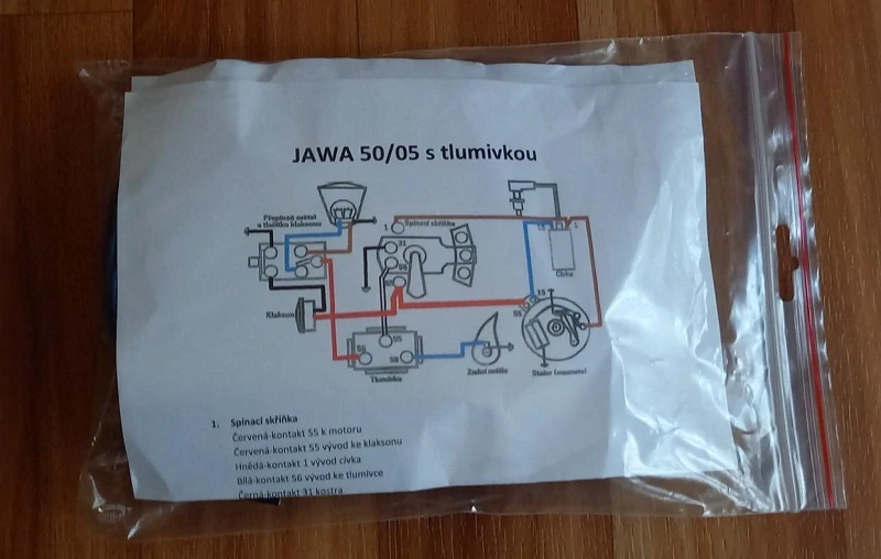 kabeláž JAWA 50/05 verze pro tlumivku