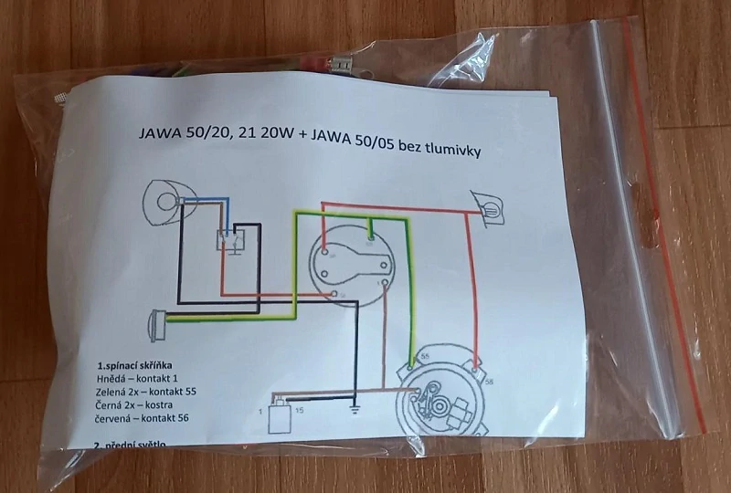 kabeláž JAWA 50/20,21 20W + JAWA 50/05 bez tlumivky