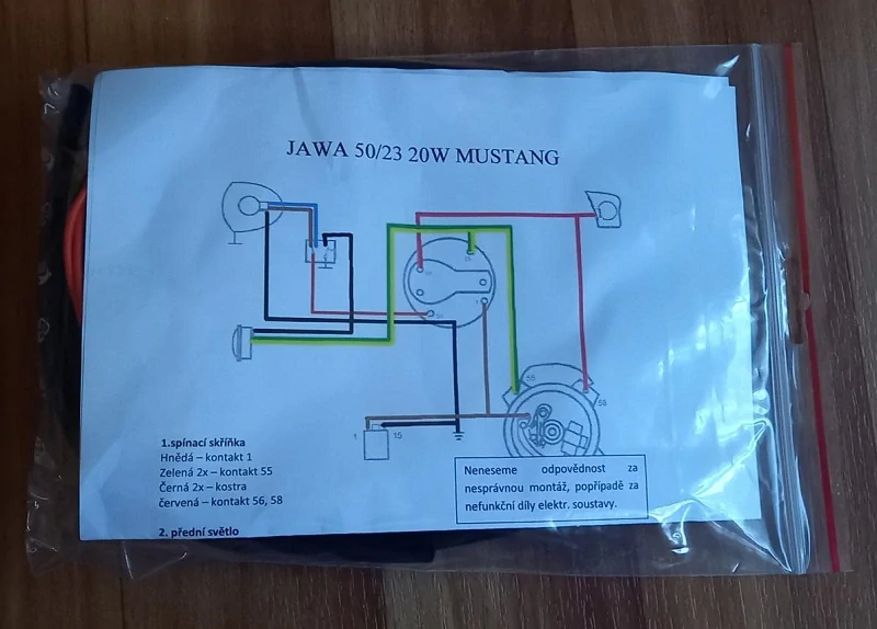 kabeláž JAWA 50/23 20W Mustang
