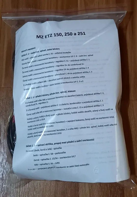 kabeláž MZ ETZ 150, 250 a 251