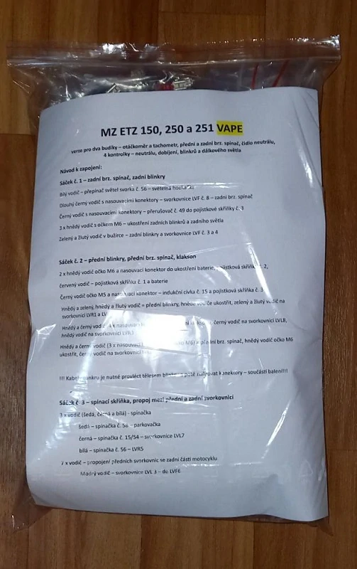 kabeláž MZ ETZ pro VAPE