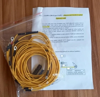 kabeláž JAWA Pérák FJ+OGAR 350/12 VAPE + opletený žlutý vodič + příprava pro brz. spínač